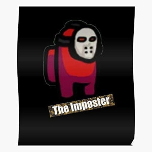 Poster personaje rojo con mascara the impostor halloween Among Us